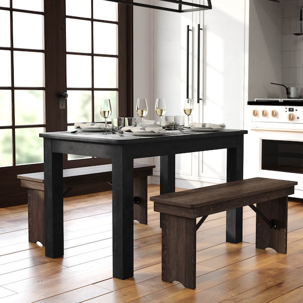 Flash Furniture Rectangle 30 in W, 46 in L, 30 in H, Pine Wood, Pinus Glabra, Black Wash XA-F-46X30-BW-GG - main